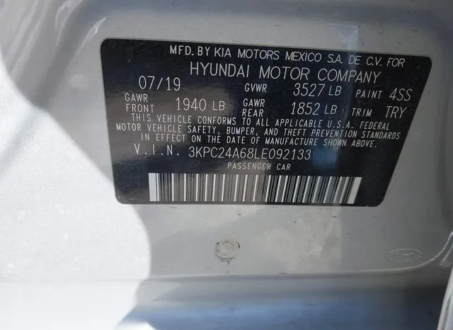 3KPC24A68LE092133 2020 2020 Hyundai Accent- SE 9