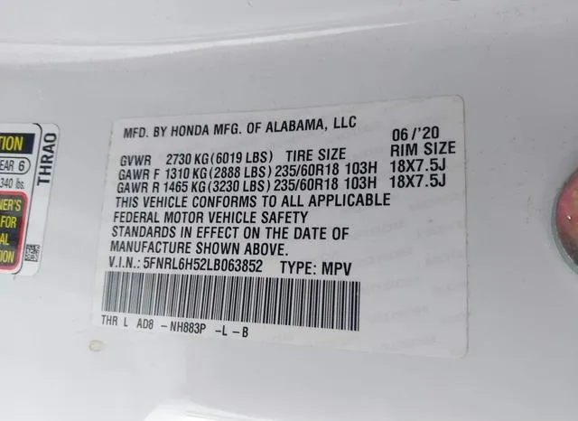 5FNRL6H52LB063852 2020 2020 Honda Odyssey- EX 9