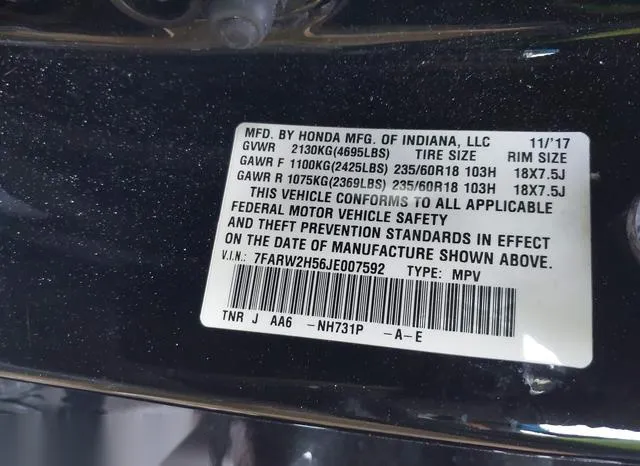 7FARW2H56JE007592 2018 2018 Honda CR-V- EX 9