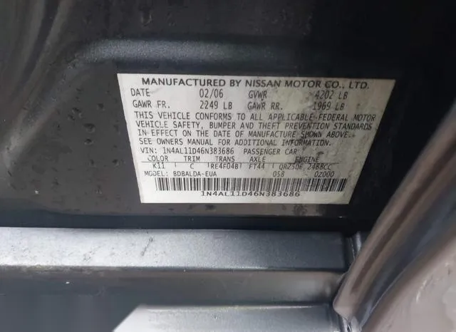 1N4AL11D46N383686 2006 2006 Nissan Altima- 2-5 S 9