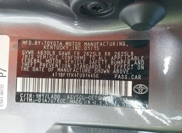 4T1BF1FK4FU914450 2015 2015 Toyota Camry- Xle 9