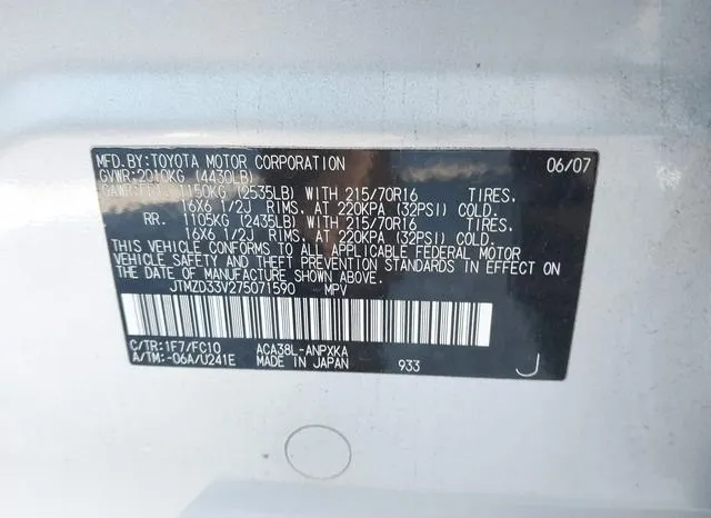 JTMZD33V275071590 2007 2007 Toyota RAV4 9