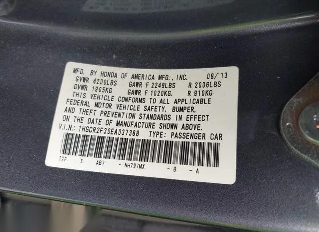 1HGCR2F30EA037388 2014 2014 Honda Accord- LX 9