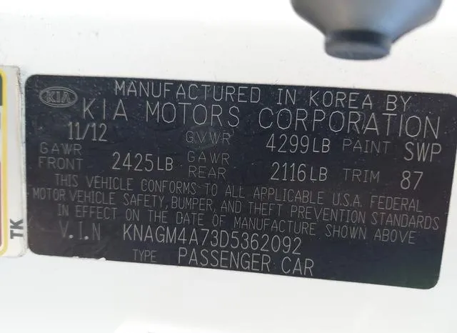 KNAGM4A73D5362092 2013 2013 KIA Optima- LX 9