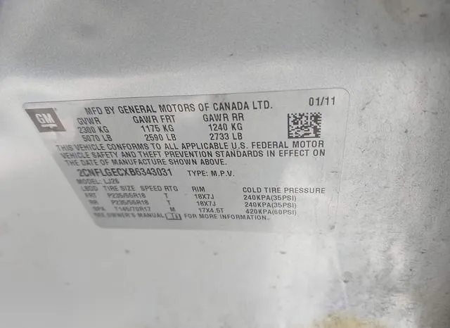 2CNFLGECXB6343031 2011 2011 Chevrolet Equinox- Ltz 9