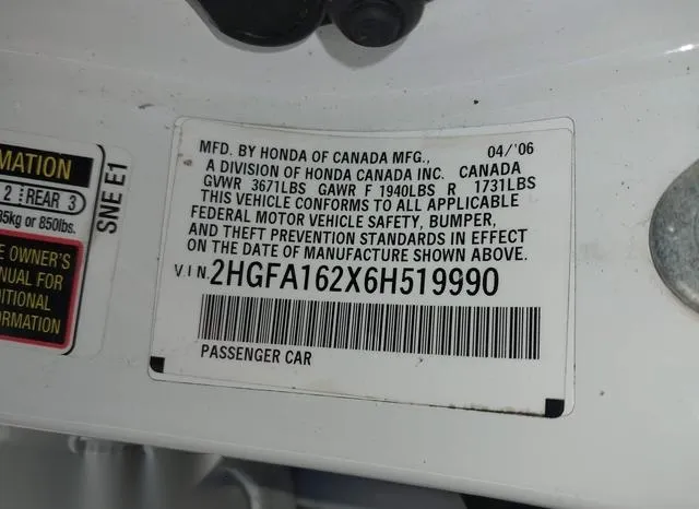 2HGFA162X6H519990 2006 2006 Honda Civic- DX 9