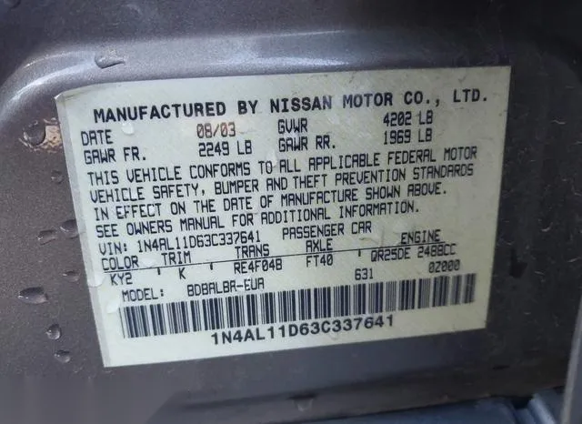 1N4AL11D63C337641 2003 2003 Nissan Altima- 2-5 S 9