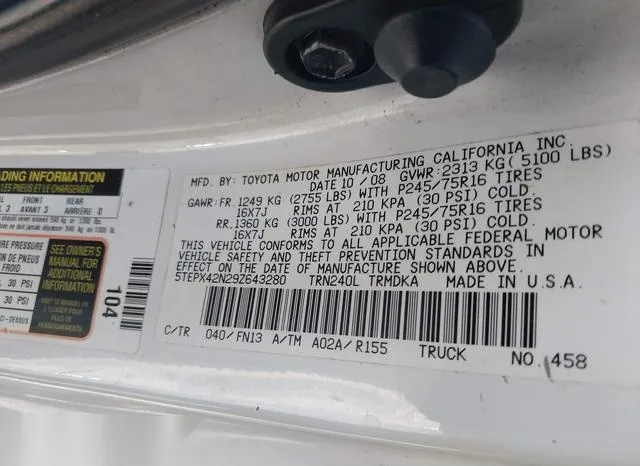 5TEPX42N29Z643280 2009 2009 Toyota Tacoma 9