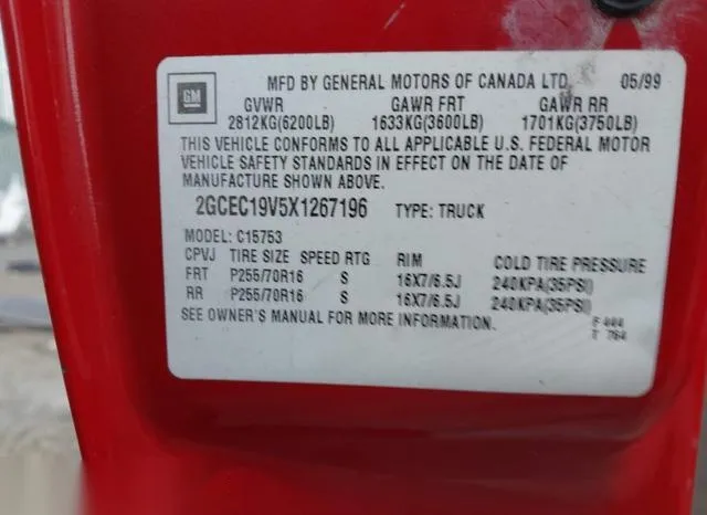 2GCEC19V5X1267196 1999 1999 Chevrolet Silverado- C1500 9