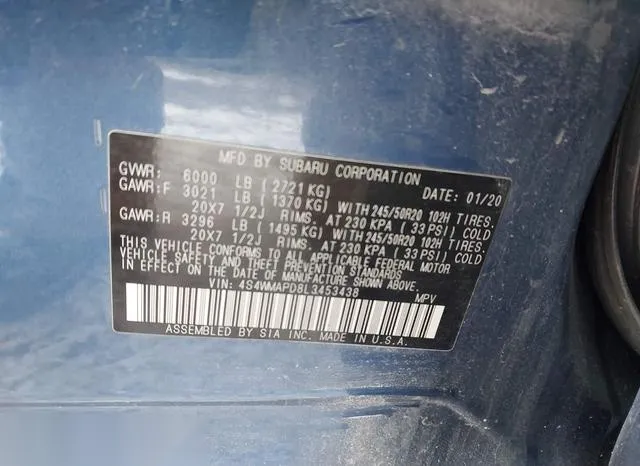 4S4WMAPD8L3453438 2020 2020 Subaru Ascent- Limited 9