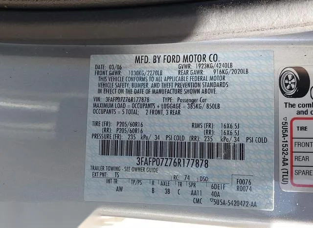 3FAFP07Z76R177878 2006 2006 Ford Fusion- SE 9