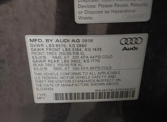 WA1AY74L37D044453 2007 2007 Audi Q7- 3-6 9