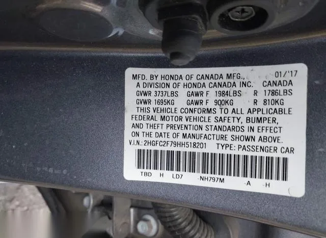 2HGFC2F79HH518201 2017 2017 Honda Civic- EX 9