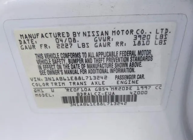 3N1AB61E88L713242 2008 2008 Nissan Sentra- 2-0 9