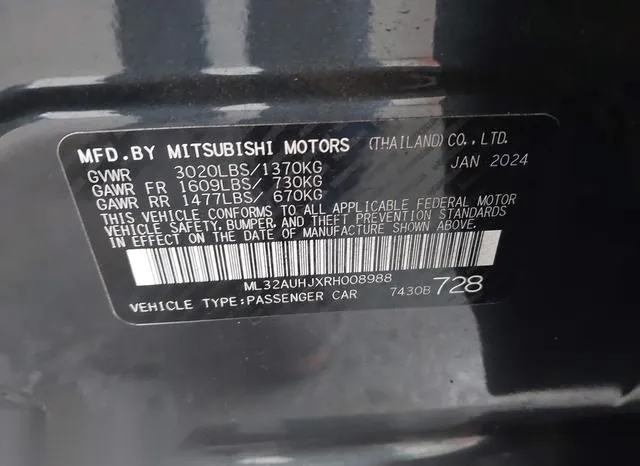 ML32AUHJXRH008988 2024 2024 Mitsubishi Mirage- ES 9