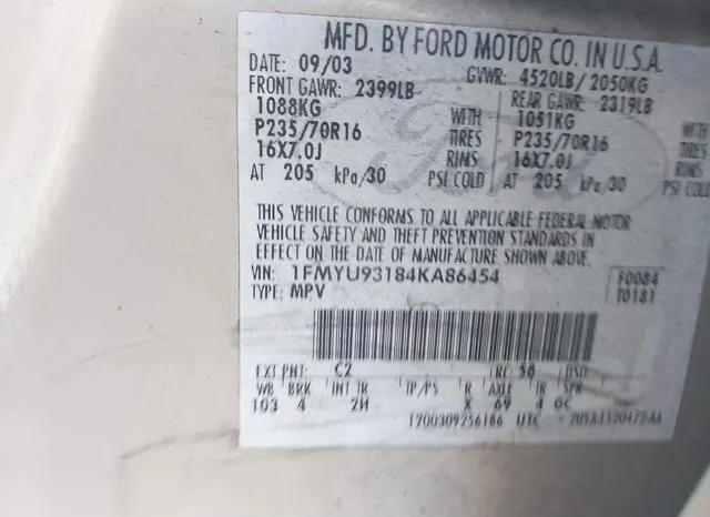 1FMYU93184KA86454 2004 2004 Ford Escape- Xlt 9