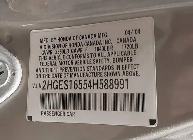 2HGES16554H588991 2004 2004 Honda Civic- LX 9