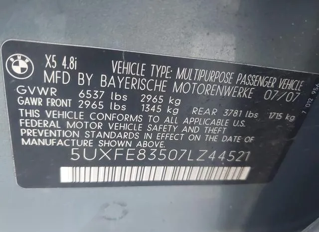 5UXFE83507LZ44521 2007 2007 BMW X5- 4-8I 9