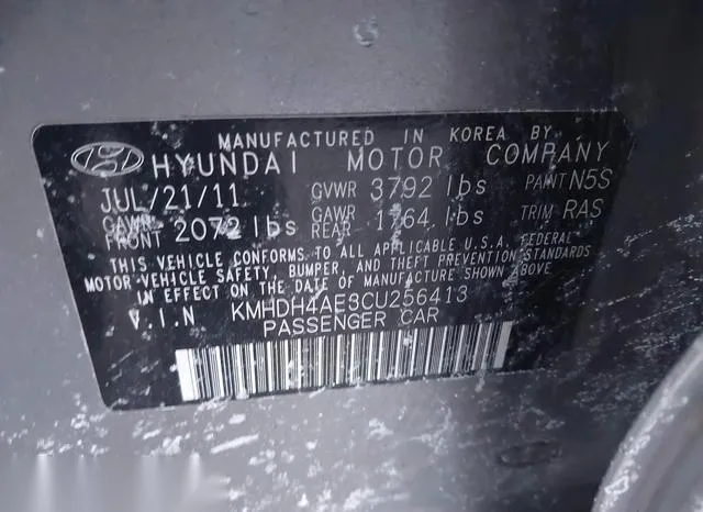 KMHDH4AE3CU256413 2012 2012 Hyundai Elantra- Gls -ulsan Plant- 9