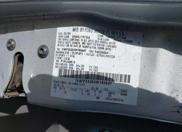 1FAFP34384W180607 2004 2004 Ford Focus- SE 9