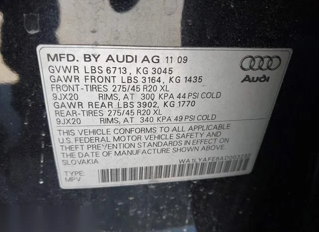 WA1LYAFE8AD003232 2010 2010 Audi Q7- 3-6 Premium 9