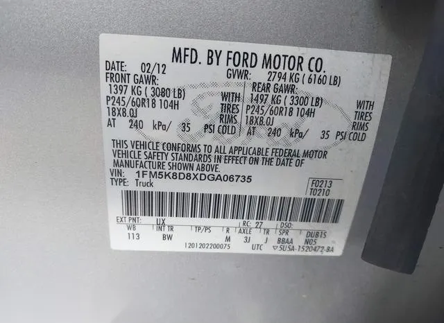 1FM5K8D8XDGA06735 2013 2013 Ford Explorer- Xlt 9