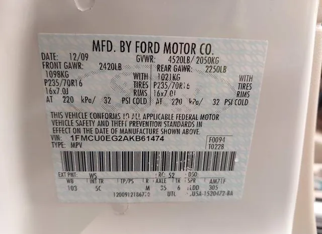 1FMCU0EG2AKB61474 2010 2010 Ford Escape- Limited 9