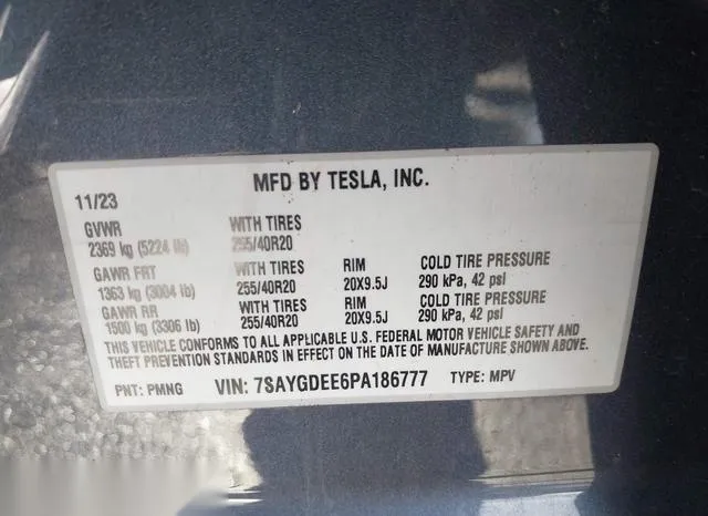 7SAYGDEE6PA186777 2023 2023 Tesla Model Y 9