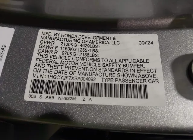 1HGCY2F7XSA004092 2025 2025 Honda Accord- Hybrid Sport-L 9