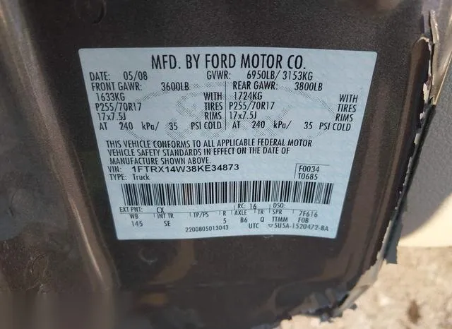 1FTRX14W38KE34873 2008 2008 Ford F-150- Stx/Xl/Xlt 9