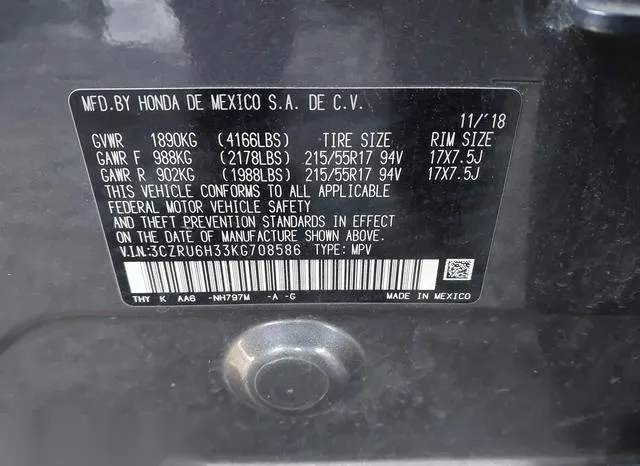 3CZRU6H33KG708586 2019 2019 Honda HR-V- LX 9