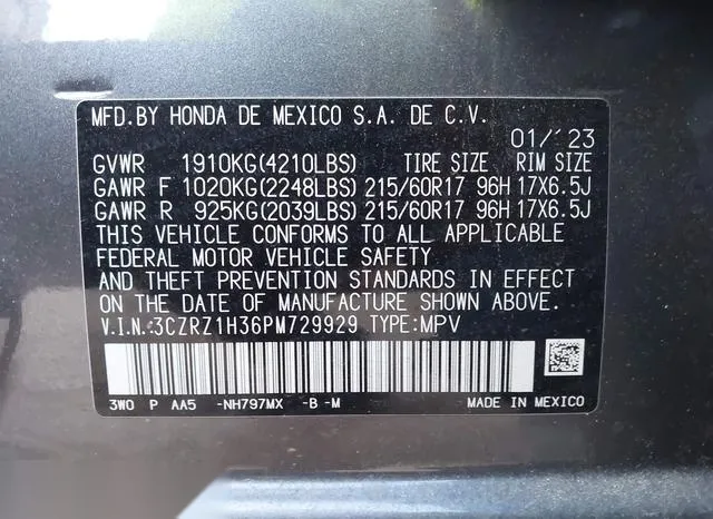 3CZRZ1H36PM729929 2023 2023 Honda HR-V- 2Wd Lx 9