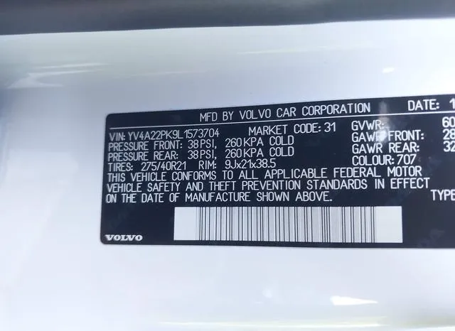 YV4A22PK9L1573704 2020 2020 Volvo XC90- T6 Momentum 7 Passe 9