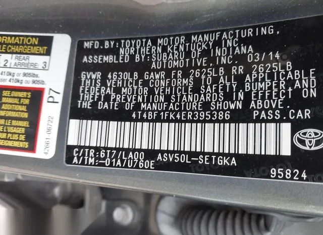 4T4BF1FK4ER395386 2014 2014 Toyota Camry- Xle 9