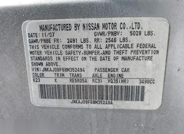 JNKAJ09F68M352494 2008 2008 Infiniti EX35- Journey 9