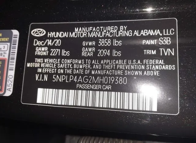 5NPLP4AG2MH019380 2021 2021 Hyundai Elantra- Limited 9