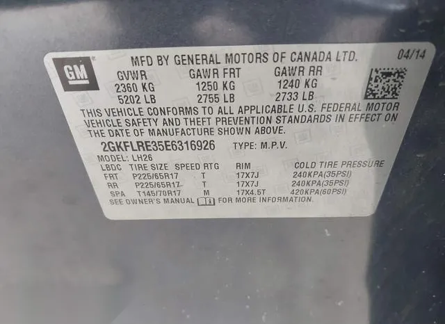 2GKFLRE35E6316926 2014 2014 GMC Terrain- Sle-2 9