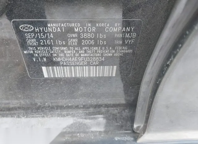 KMHDH4AE9FU328834 2015 2015 Hyundai Elantra- SE 9