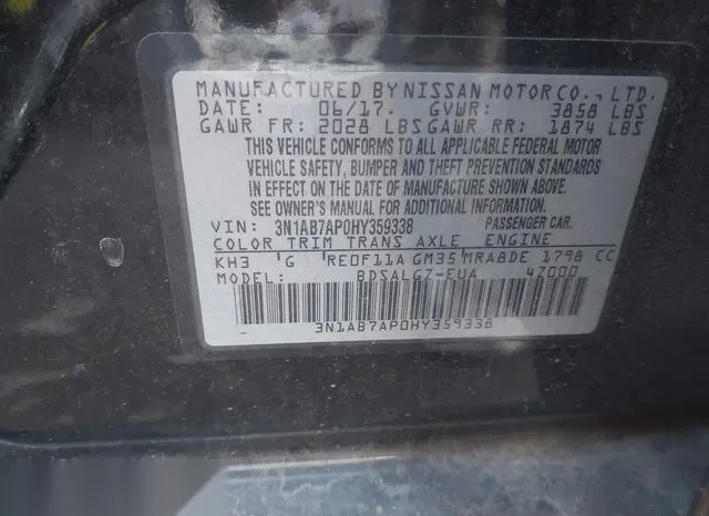 3N1AB7AP0HY359338 2017 2017 Nissan Sentra- SL 9