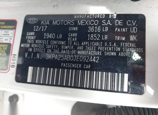 3KPA25AB0JE092442 2018 2018 KIA Rio- LX 9