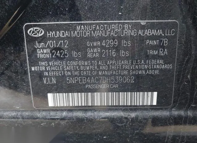 5NPEB4AC7DH539062 2013 2013 Hyundai Sonata- Gls 9