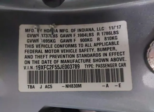 19XFC2F55JE003789 2018 2018 Honda Civic- LX 9