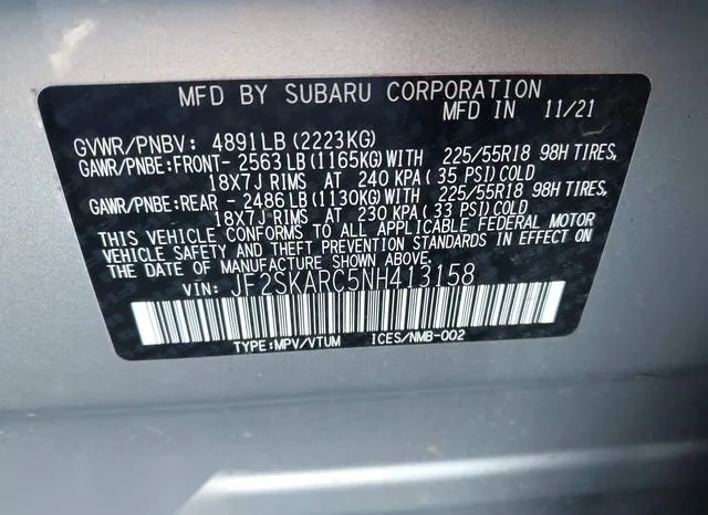 JF2SKARC5NH413158 2022 2022 Subaru Forester- Touring 9