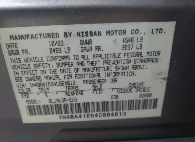 1N4BA41E94C864613 2004 2004 Nissan Maxima- 3-5 SL 9