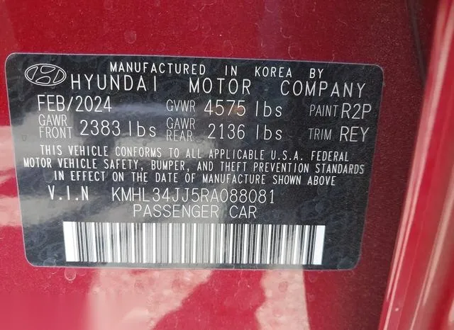 KMHL34JJ5RA088081 2024 2024 Hyundai Sonata- Hybrid Sel 9