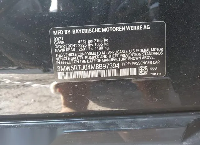 3MW5R7J04M8B97394 2021 2021 BMW 3 Series- 330I Xdrive 9