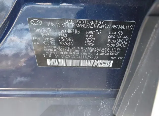 5NMS2CAD4LH179783 2020 2020 Hyundai Santa Fe- SE 9