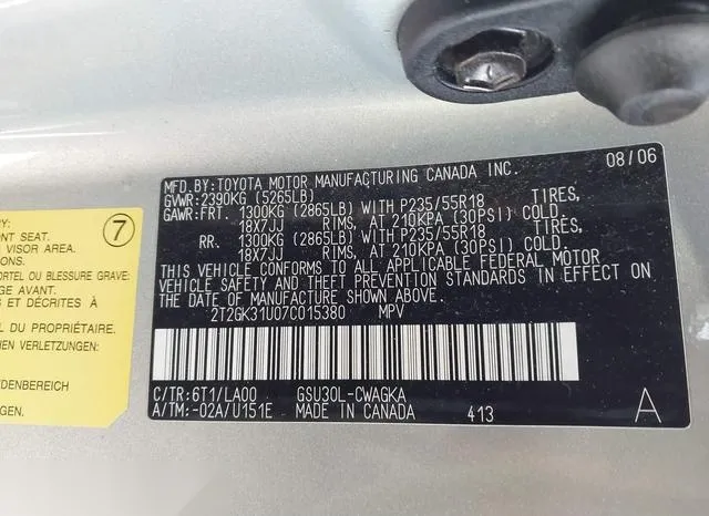 2T2GK31U07C015380 2007 2007 Lexus RX- 350 9