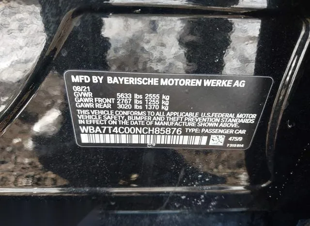 WBA7T4C00NCH85876 2022 2022 BMW 7 Series- 740 I Xdrive 9