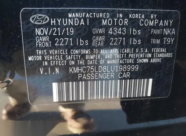 KMHC75LD8LU198999 2020 2020 Hyundai Ioniq- Plug-In Hybrid Sel 9